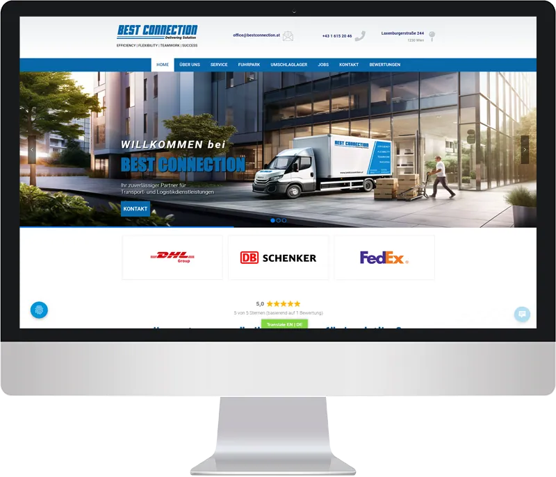 kundenwebseite transportunternehmen webdesign alcor webagentur wien